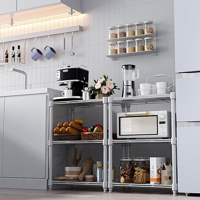 450 lbs Wire Storage Shelving 3-Tier Utility Shelving Unit Steel Organizer Wire Rack for Home,Kitchen,Office,White (11.8" D x 17.7" W x 26.4" H)
