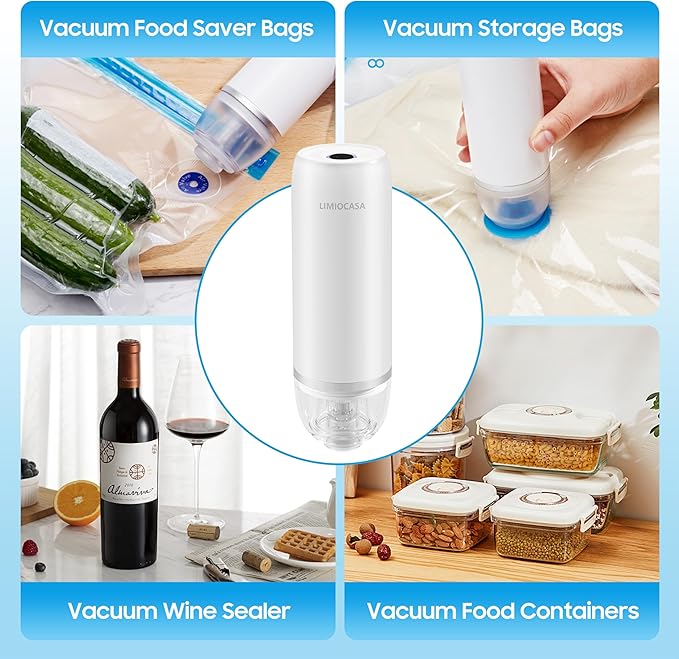 Handheld Vacuum Sealer for Food Storage, Cordless Mini Vacuum Pump with Reusable Bags, USB-C Rechargeable Portable Food Vacuum for Meat, Vegetables & Freezer Meal Prep