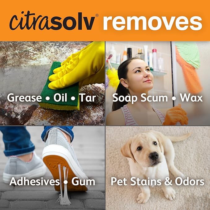 Citra Solv Concentrated Cleaner & Degreaser, Deodorizer, Home & Outdoor, Adhesive Remover, Natural Orange Oil 16 fl oz (12)