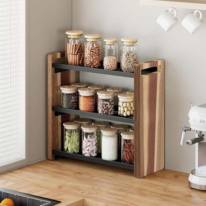 UJQSUN Bathroom Counter Organizer,Bathroom Counter Shelf,Bathroom Organizers,Under Sink Organizer,Cologne Organizer For Men,Cologne Cabinet,Spice Rack Organizer for Cabinet,Gifts(Brown 3 Tier)
