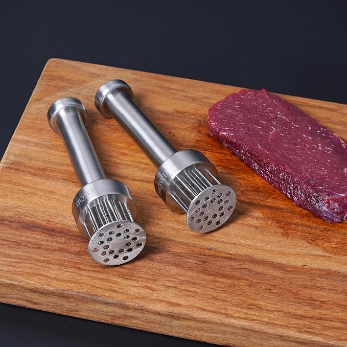 BQWII Stainless Steel Meat Tenderizer Tool with 21 Sharp Needles - A Meat Tenderizer Mallet for Chicken and Beef, Durable Meat Mallet Hammer, Easy-Grip Meat Hammer Tenderizer