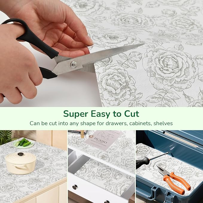 Drawer and Shelf Liner for Kitchen, Non-Slip Non-Adhesive Cabinet Liners for Cupboard, Dresser, Shelves, Tool Box, Pantry, Thickened Easy Install, Strong Grip, 17.5In x 20FT, Rose