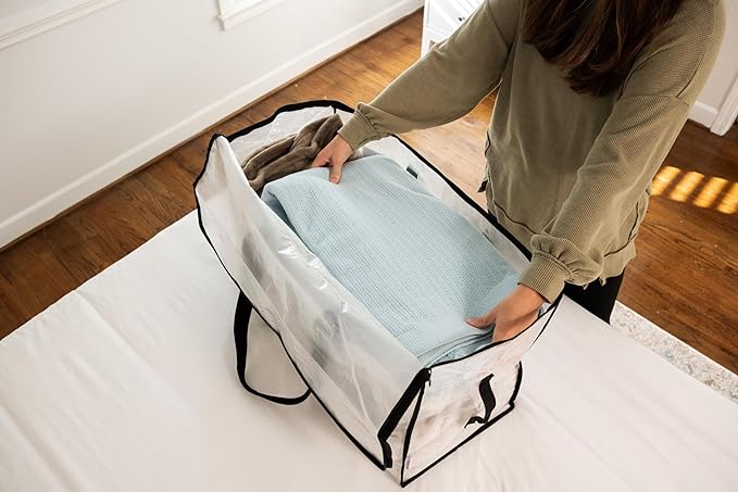 ClearSpace Heavy Duty Moving Bags or Storage Bags – Clear Storage Bins with Lids, Large Moving Boxes with Backpack Straps & Zippers – Packing Bags & Moving Supplies for College Dorm- 8 Pack