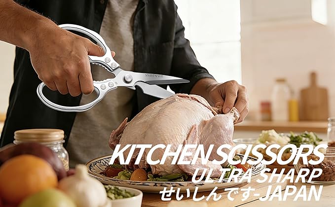 Kitchen Scissors Set, Heavy Duty Meat Scissors All Purpose, Dishwasher Safe Food Shears for Seafood Pizza Herb Chicken Poultry Cutting Cooking, Christmas Gifts for Men Women Mom Dad