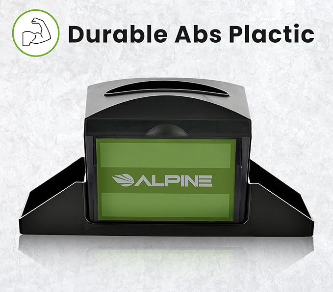 Alpine Tabletop Commercial Napkin Dispenser Restaurant Napkin Holder for Interfold Napkins with Condiment Holder & 2 Side Marketing Space Insert for Restaurants, Cafeterias, Food Trucks, Clubs - Black