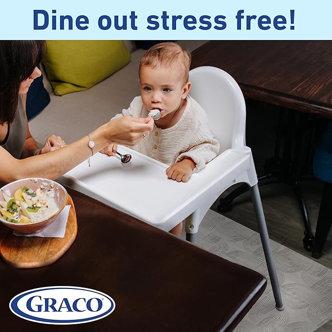 Graco Baby Disposable Splat Mats – 60 Count, 47" x 40", Biodegradable Floor Protector for Mealtime, Under High Chair, Home & Restaurant Use, Hudson Design