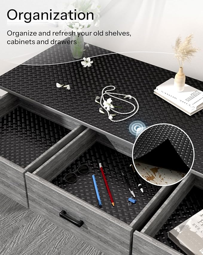 Shelf and Drawer Liner for Kitchen Cabinet, Non-Adhesive 18in x 240in Waterproof Contact Paper Refrigerator Liners Thickened Durable EVA Material Non Slip Mat for Dresser Cupboard Pantry Protector
