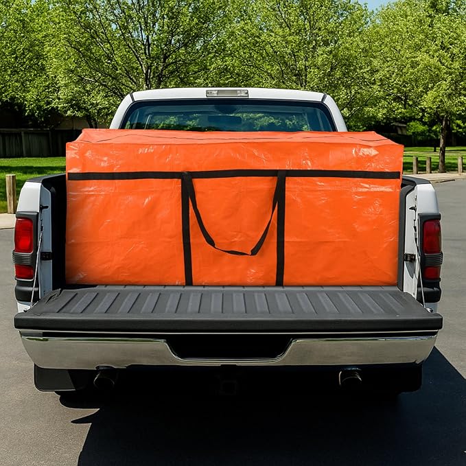 4 Pcs 176 Gallon Extra Large Moving Bags Heavy Duty Storage Bag with Strong Zipper Handle Foldable XXL Jumbo Storage Tote Packing Moving Box for College Dorm Travel Cloth Duffle (Orange)