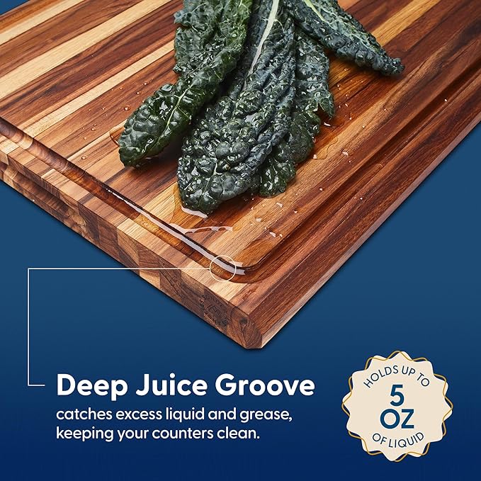 Sonder Los Angeles Highland Extra Large Cutting Board | Teak Edge Grain Cutting Board for Kitchen with Juice Groove | Perfect for Charcuterie | Gift Box Included | 23x17x1.5 in