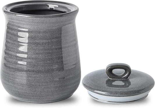 HASENSE Coffee Canister with Airtight Lid, Porcelain Food Storge Container for Kitchen, Large Cookies Jar for Countertop, Ideal for Coffee Bean, Flour, Sugar, Cereal, 80 FL OZ(Grey)
