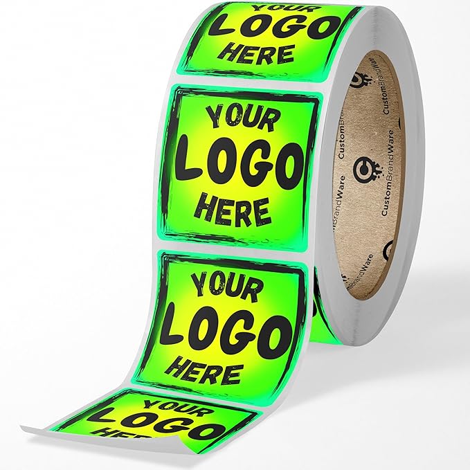 Build Your Own Stickers - Any Design + Logo - Personalize Business - 50+ Roll - Multi Shapes, Sizes, Backgrounds, Text - Gloss/Matte Labels (1.5 inch Square)