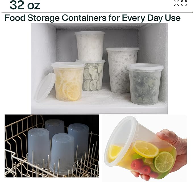 ProTakeOut, Heavy-Duty PP Deli Containers with Lids - 32oz PP Deli Container, 20 sets