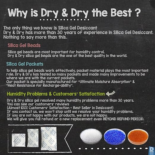 Dry & Dry 30 Gram [100 Packets] Silica Gel Packets Desiccants, Silica Packets - Rechargeable Silica Gel Packs, Desiccants Packets, Silica Gel