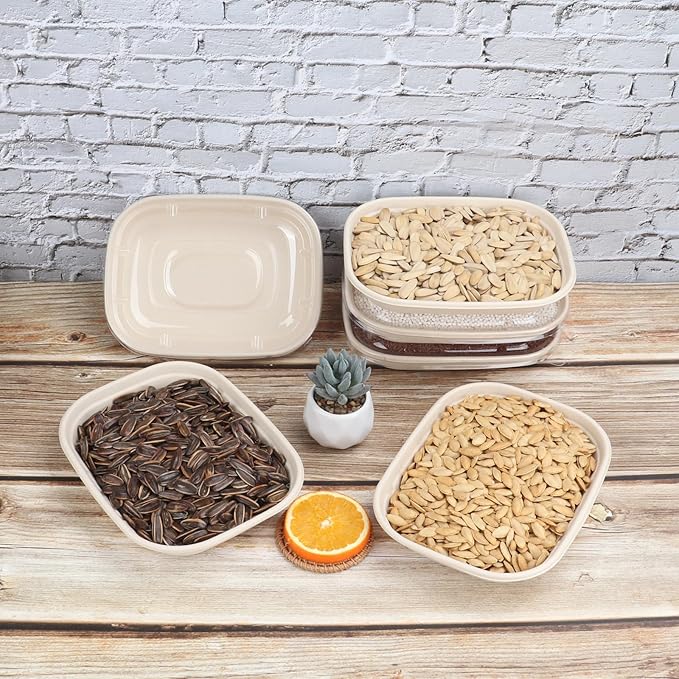 JAYEEY 28 oz Disposable salad bowls with lids, Sugarcane Fiber Paper Bowls take away food containers meal prep Plant Fiber deli container 50 Pack