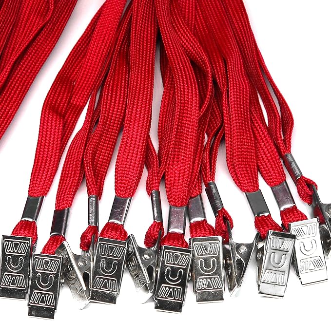 Ollain Badge Lanyards Neck Bulk Cruise Lanyards Lanyard with Clip for ID Card Name Tags Badge Holders (Red, 50 Pack)