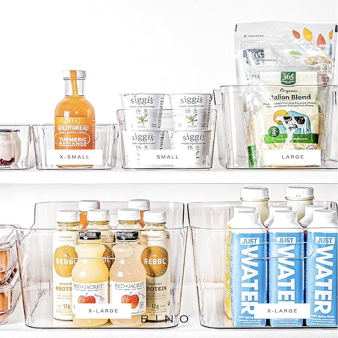 BINO | Plastic Storage Bins, Small - 12 Pack | THE SOHO COLLECTION | Multi-Use Organizer Bins | Built-in Handles | BPA-Free | Pantry Organization | Home Organization | Fridge Organizer | Freezer Org