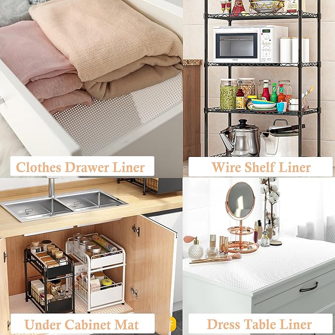 Shelf Liners for Kitchen Cabinets 24 Inch Wide X 20 Ft Non Adhesive Cabinet Drawer Liner for Shelves Non Slip Waterproof Cupboard Liner Refrigerator Cabinet Pantry Bathroom Drawer Mat