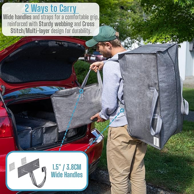 VENO 10 Pack Heavy Duty Moving Bags with Backpack Straps, Zippers & Handles, Extra Large Packing Bags for College Dorm Essentials, Moving Supplies Alternative to Cardboard Moving Boxes