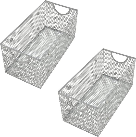 YBM Home Wire Mesh Storage Basket Organizer for CD and DVDs - 2 Pack