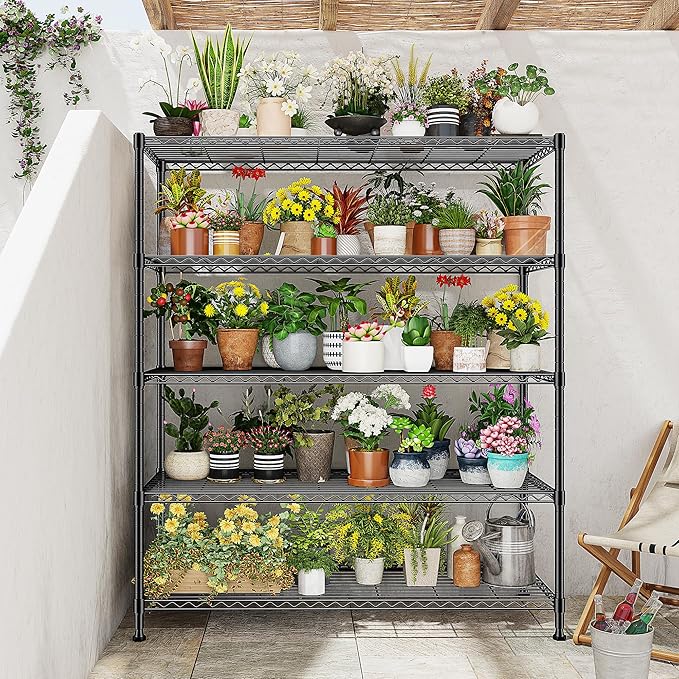 45 "W Storage Shelves 5 Tier Wire Shelving Unit Adjustable Metal Shelving Wire Shelf Pantry Shelves Wire Commercial Rack for Closet Kitchen Pantry Utility Room Garage 45" Wx 13.5" Dx70.5 H Black