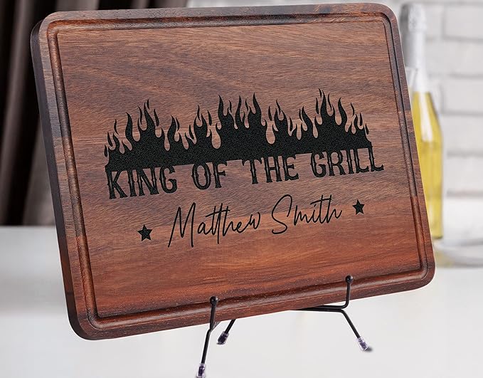 Personalized BBQ Cutting Board Gift, Men Christmas Gifts for Dad, Grandpa, Son, Husband, Best Grill Gift Top Christmas Gifts 2025 for Mens Cooking Gifts for Grillers, Papa's Grilling Plate Made in USA