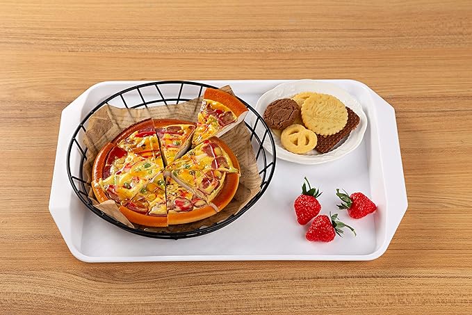 Aebeky 12-Piece White Plastic Fast Food Serving Trays,16.83 by 11.92-Inch