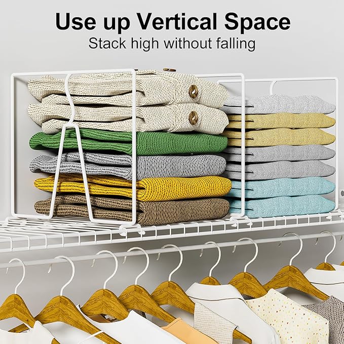 Wire Shelf Dividers for Closet: Tall 16 Pack 12-inch Deep Wire Rack Accessories - Adjustable Purse Organizer for Clothes Handbags - Metal Pantry Separators