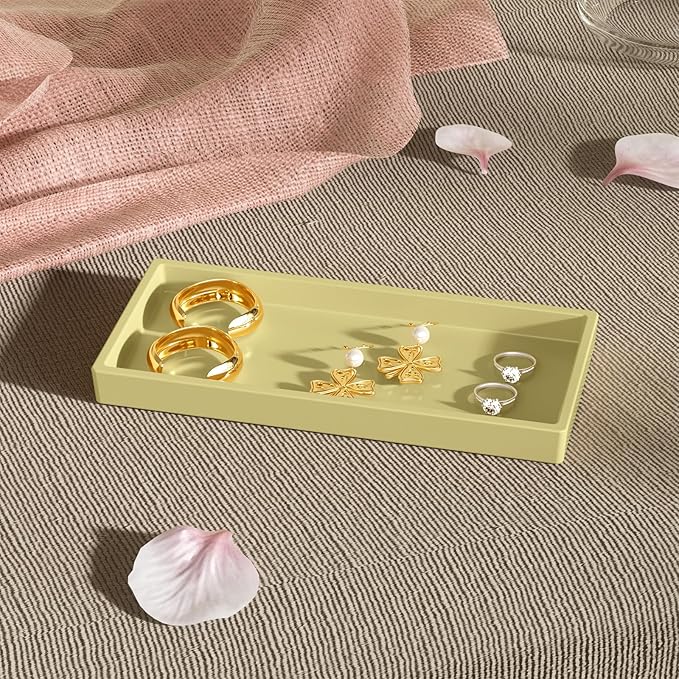 Mriluvy Vanity and Bathroom Tray, 6.3" ABS Countertop Organizer,Waterproof Vanity Tray for Toilet Tank,Perfume,Soap,Keys,Bathroom Accessories,Kitchen and Bath Trays,Non Slip Small Trays,Gold