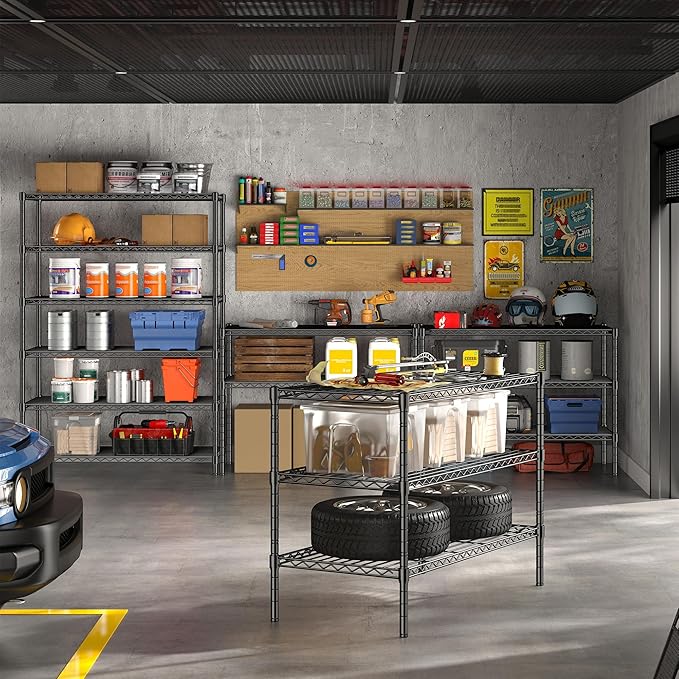 Storage Shelves Metal Shelving Unit 6Tier Wire Shelving Rack 1200LBS Heavy Duty, Adjustable Pantry Shelves, Metal Shelf for Kitchen,Garage Shelving,Closet Shelves,75" Hx 36" Wx 18" D