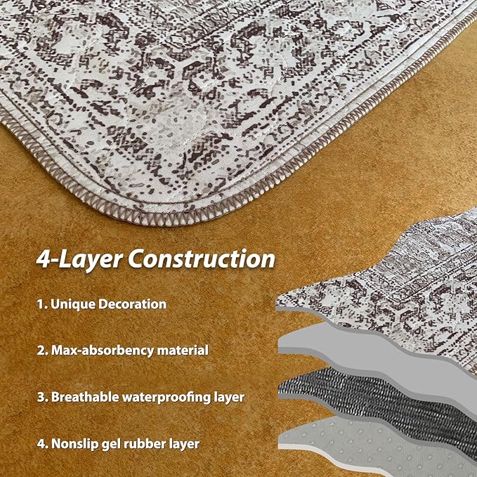 nunubaby 4PACK Washable Pee Pads for Dogs, Stylish, Non-Slip and Leak-Proof Pee Pads. Reusable Potty Pads for Dogs for Crates and Floors.(Brown/Geo, 24" x36")