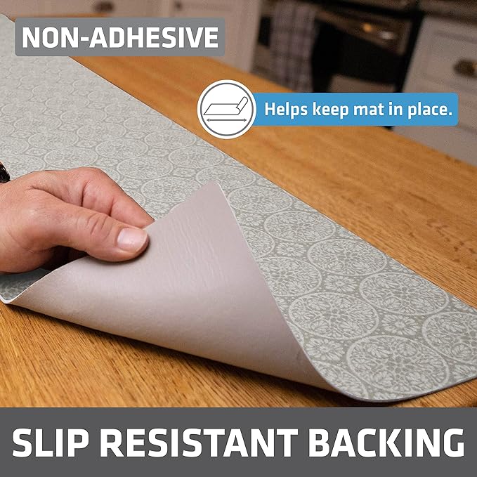Drymate Premium Luxury Shelf & Drawer Liner, Thick Cushioned Fabric, Non-Adhesive, Absorbent, Waterproof, Slip-Resistant, Liners for Kitchen Cabinets, Cupboards (USA Made)(12”x59”)(2-Pack)(Tan)