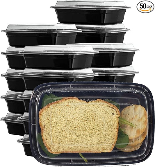 DHG PROFESSIONAL 50 sets Rectangle 28oz Meal Prep Containers with lids Microwavable Food Container Plastic BPA Free Rectangle