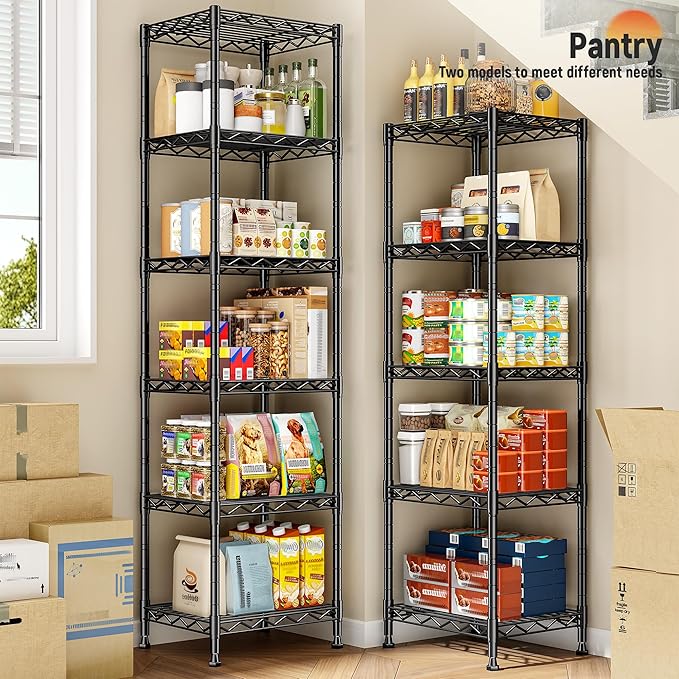 6 Wire Shelving Metal Shelves Storage Rack:Adjustable Storage Shelves Standing Shelf Units and Narrow Shelf for Laundry Bathroom Kitchen Pantry Closet Office 15.8" w*11.8" D*63" H