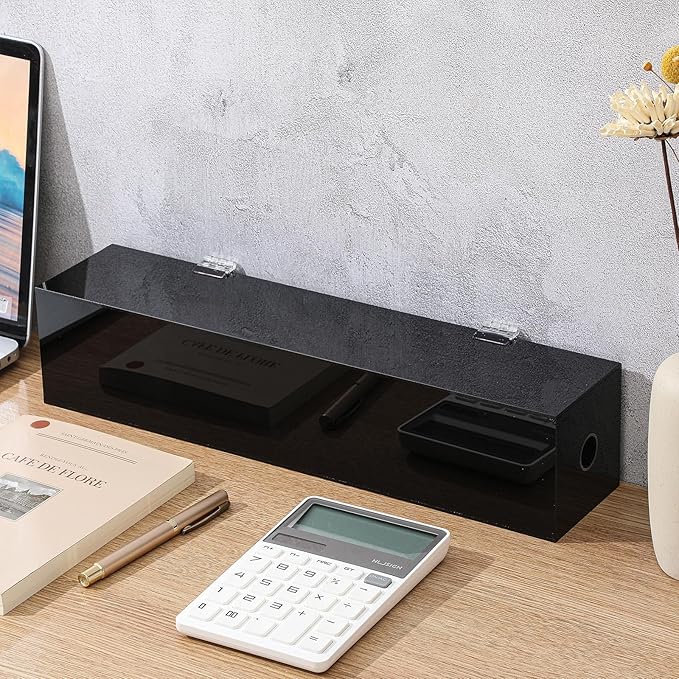 Day of The Week Sticker Dispenser 2.17" Square Acrylic Sticker Roll Holder Covered Label Dispenser Wall Mount 7 Slot Holder for Office Desktop Stickes, Black, Single Layer(No Label)