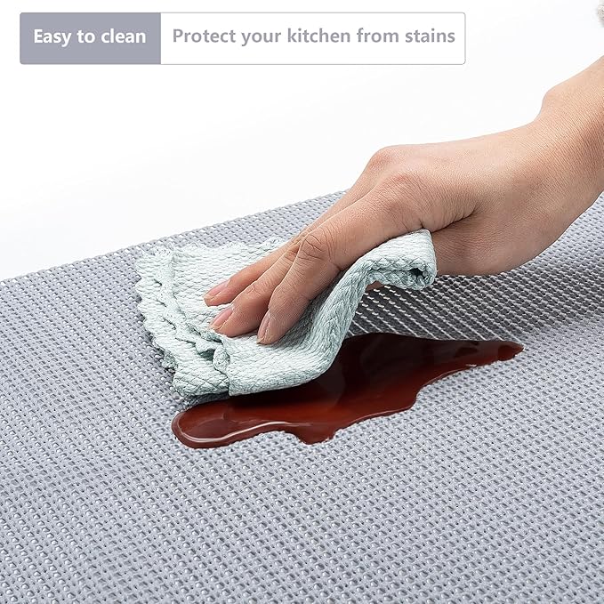 Shelf Cabinet Liner,Drawer Liners Non Adhesive Easiest Install Mat, Strong Grip Bottom,Easy Clean Non Slip Shelving Liner for Kitchen Cabinets (Grey, 17.5IN X30FT)