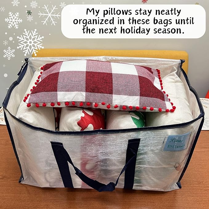 VENO 2 Pack Moving Bags and Large Christmas Storage Bins with lids. Alternative to Moving Boxes, Packing Supplies for College. Extra Large Heavy Duty Totes for Packaging (Clear, 2 Pack)