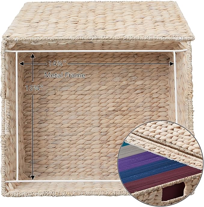 Casafield Rolling Filing Cabinet, Whitewash - Water Hyacinth File Organizer with Lid and Locking Wheels, Home Office Storage for Hanging Folders