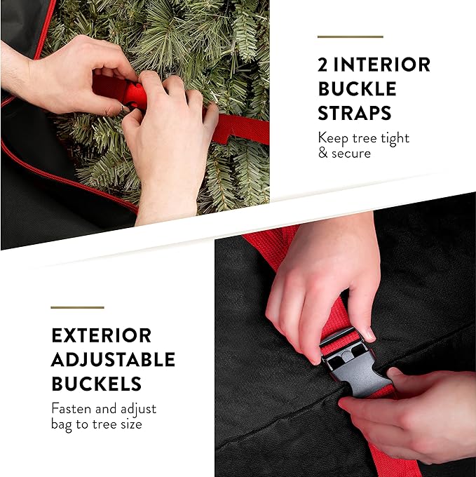 ZOBER 600D Oxford Fabric Rolling Christmas Tree Storage Bag - Fits 7.5 Ft Artificial Trees - Waterproof Christmas Tree Bag For Storage Box For Xmas, Durable Handles and Wheels - Card Slot - Black