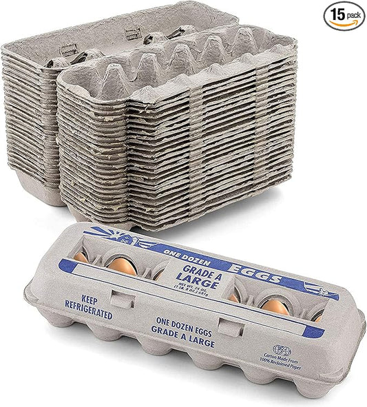 MT Products Printed Empty Egg Cartons Holds 12 Eggs - Cardboard Crate for Eggs (Pack of 15) - Made in USA