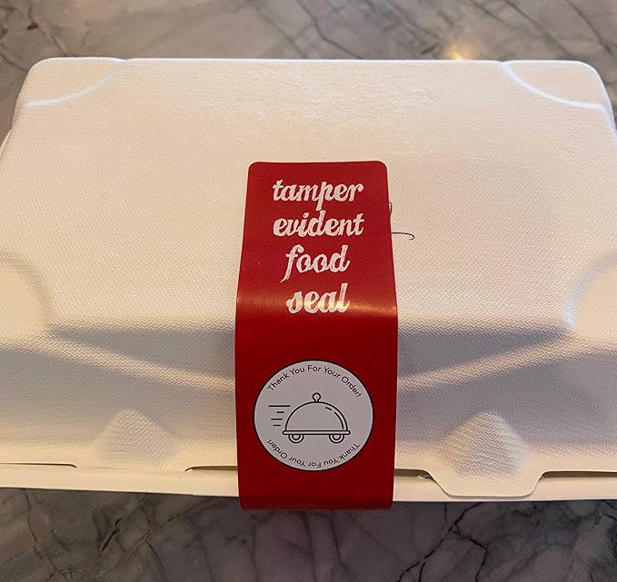 InStockLabels Tamper Proof Stickers, 1.5 x 6 Inches, Red, 500 Count Seal Stickers for Secure Packaging, Tamper Evident Tape for Food Containers, Drink Labels, Food Delivery Accessories for Takeout