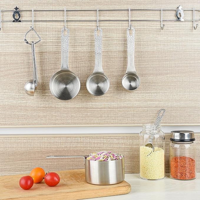 SUNMVEHOT Measuring Cups and Spoons Set, 18/8 Stainless Steel Measuring Cups and Spoons for Baking & Cooking, Metric & US 4 Kitchen Measure Cup and 5 Measure Spoon with Leveler for Liquid & Drying