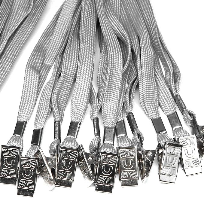 Ollain Badge Lanyards Neck Bulk Cruise Lanyards Lanyard with Clip for ID Card Name Tags Badge Holders (Gray, 100 Pack)