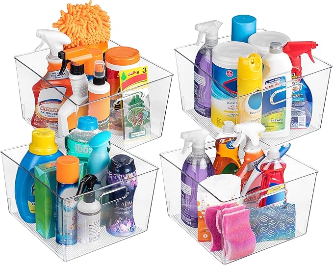 ClearSpace Clear Plastic Storage Bins – XL 8 Pack Perfect Kitchen or Pantry Organization Fridge Organizer and Storage Bins, Cabinet Organizers