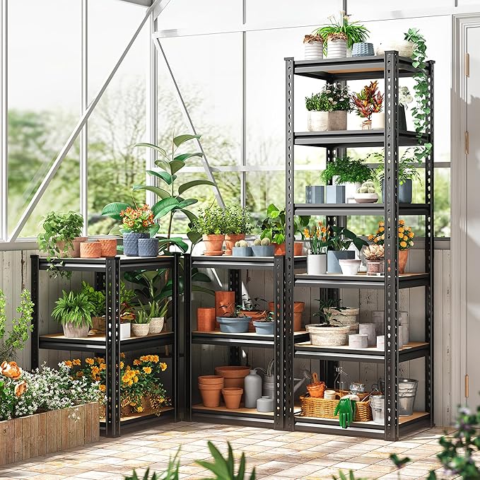 REIBII Storage Shelves 6 Tier Garage Shelving Heavy Duty Metal Shelving Loads 2250LBS Adjustable Metal Shelves for Garage Pantry Closet Kitchen Basement 16" W x 16" D x 72" H