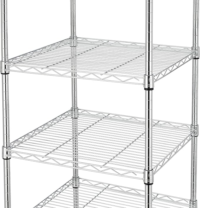 Finnhomy Heavy Duty 8 Tier Wire Shelving with Wheels 18x18x72.8-inches 8 Shelves Storage Rack Thicken Steel Tube, Pantry Shelves for Storage, Adjustable Shelving Unit, NSF Certified, Chrome