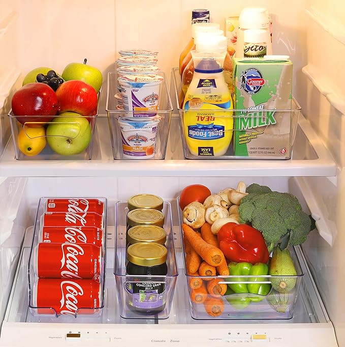 SimpleHouseware Refrigerator Storage Organizer Bins, Assorted Set of 6