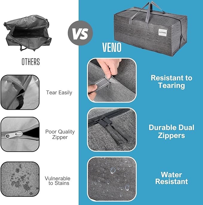 VENO 10 Pack Heavy Duty Moving Bags with Backpack Straps, Zippers & Handles, Extra Large Packing Bags for College Dorm Essentials, Moving Supplies Alternative to Cardboard Moving Boxes