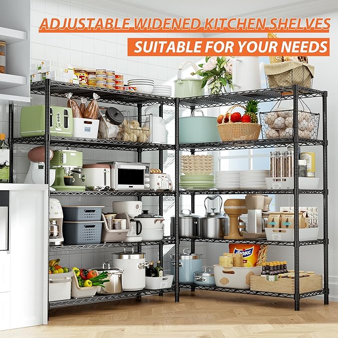 Storage Shelves Heavy Duty, 3 PCS 48" L x 20" W x 72" H Garage Wire Shelving Unit Loads 2000LBS, 5-Tier Adjustable Metal Industrial Utility Shelf Rack for Kitchen, Laundry Room, Warehouse, Basement