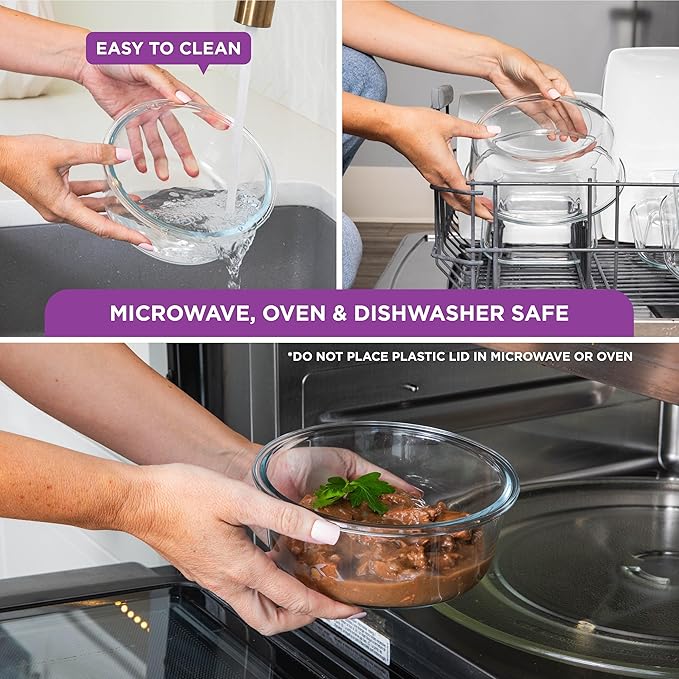 HOLDN’ STORAGE Vacuum Food Storage Containers, Set of 6 Glass Containers & Manual Pump, Keep Food Fresh Longer, BPA-Free Glass, Leak-Proof, Ideal for Meal Prep, Marinating