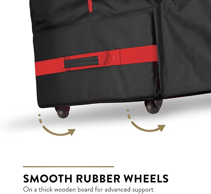 ZOBER 600D Oxford Fabric Large Rolling Christmas Tree Storage Bag - Fits 9 Ft Artificial Trees - Waterproof Christmas Tree Bag For Storage Box For Xmas, Durable Handles and Wheels - Card Slot - Black